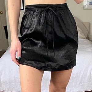 Urban Outfitters Silence + Noise black satin tie mini skirt - size S - NWT